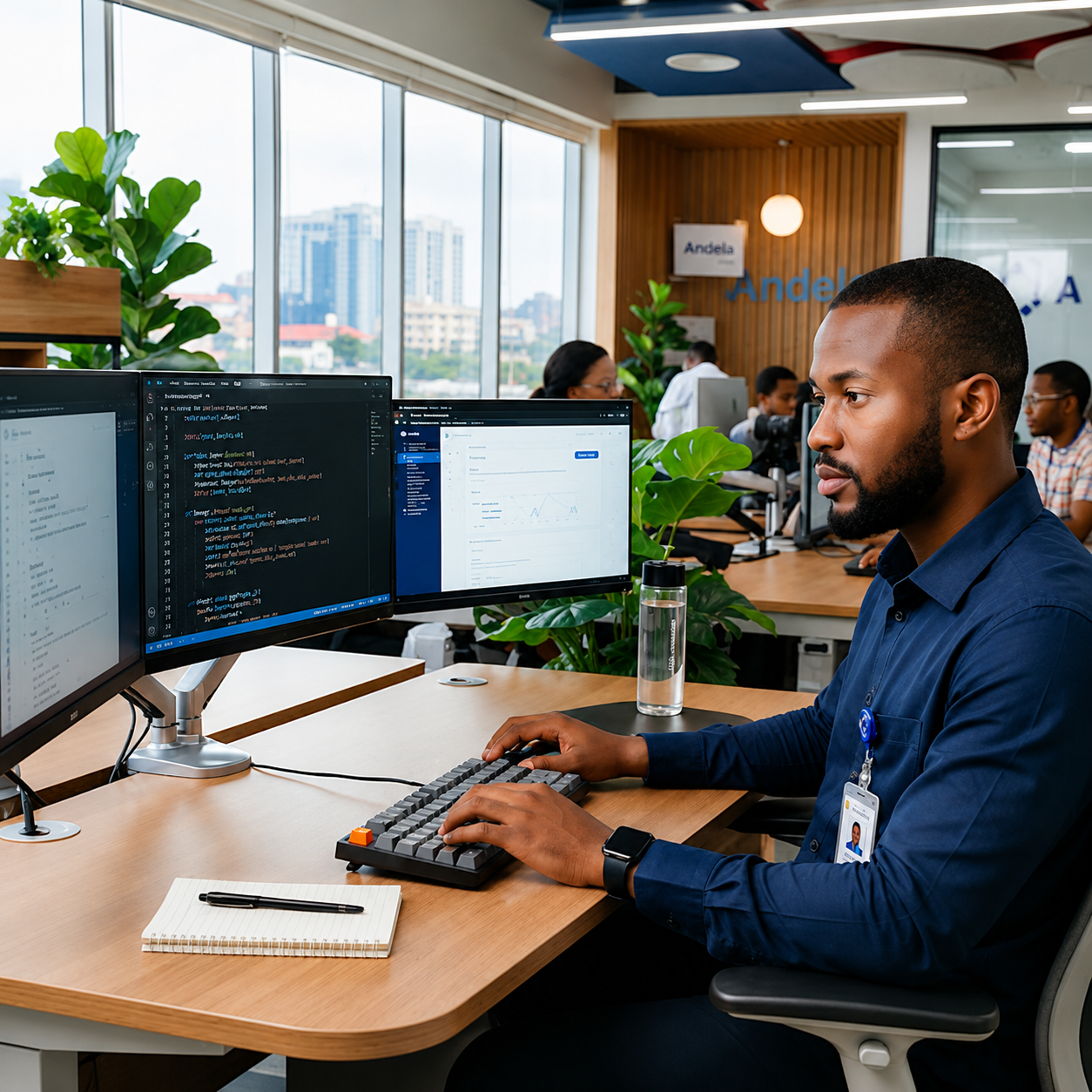 Verified Nigerian tech freelancer working at desk